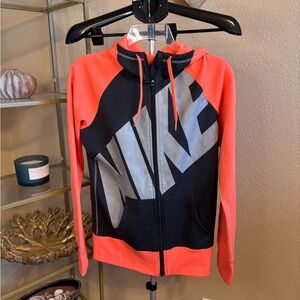 Nike‎ Therma-FIT Full Zip Hoodie Jacket Neon Coral Black Graphic Size S